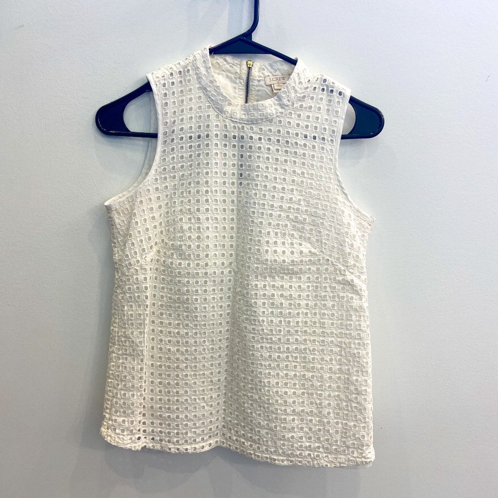 JCrew 2P White Eyelet Sleeveless Blouse